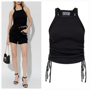 VERSACE JEANS COUTURE Black Drawstring Tank Top XS NWT